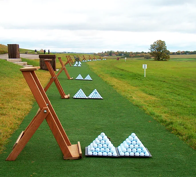 Beautiful driving range featuring synthetic turf